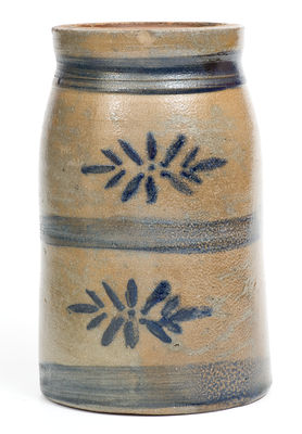 Rare Western PA Stoneware Canning Jar w/ Stenciled and Freehand Cobalt Decoration
