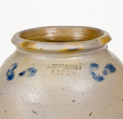 Extremely Rare J. SWANN / ALEXA Half-Gallon Cobalt-Decorated Stoneware Jar (Alexandria, VA, c1820)