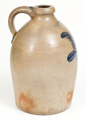 J.W. COWDEN (Harrisburg, PA) One-Gallon Stoneware Jug w/ Cobalt Floral Decoration