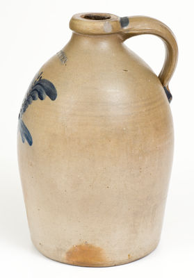 J.W. COWDEN (Harrisburg, PA) One-Gallon Stoneware Jug w/ Cobalt Floral Decoration