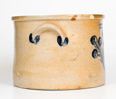 Rare COWDEN & WILCOX / HARRISBURG, PA Four-Gallon Stoneware Cake Crock w/ Berries Design