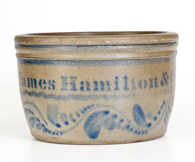 Rare James Hamilton & Co. (Greensboro, PA) Cobalt-Decorated Stoneware Bowl