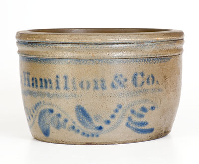 Rare James Hamilton & Co. (Greensboro, PA) Cobalt-Decorated Stoneware Bowl