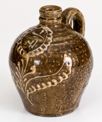 Exceedingly Rare Collin Rhodes, Edgefield District, SC Stoneware Jug w/ Elaborate Kaolin Slip Decoration