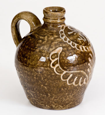 Exceedingly Rare Collin Rhodes, Edgefield District, SC Stoneware Jug w/ Elaborate Kaolin Slip Decoration