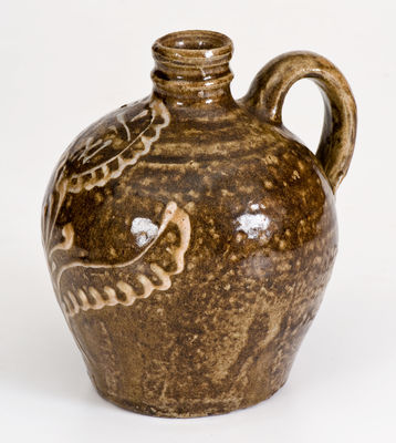 Exceedingly Rare Collin Rhodes, Edgefield District, SC Stoneware Jug w/ Elaborate Kaolin Slip Decoration