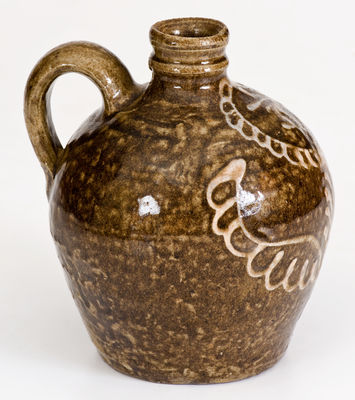 Exceedingly Rare Collin Rhodes, Edgefield District, SC Stoneware Jug w/ Elaborate Kaolin Slip Decoration