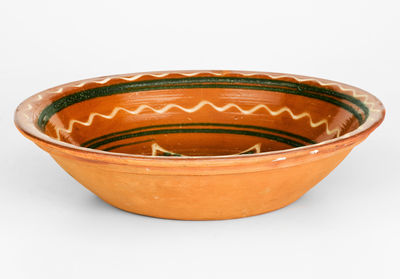 Fine Snow Hill Nunnery Redware Bowl, attributed to John Bell, Waynesboro, PA, circa 1840
