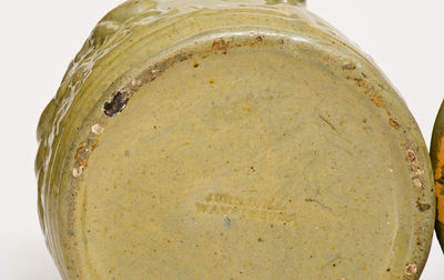 Extremely Rare Pair of JOHN BELL / WAYNESBORO Redware Pitchers with Molded Cherub Design