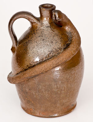 Rare Southern Stoneware Snake Jug, late 19th century