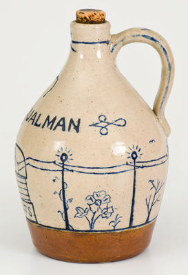 Exceptional Western PA Presentation Jug w/ Elaborate Electricity Scene for Pittsburgh Area Electrician, 1899
