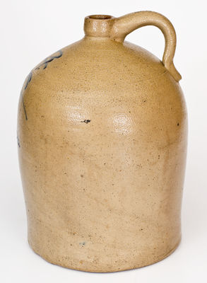 Very Rare Four-Gallon Midwestern Stoneware Jug w/ Folk Art Cobalt Horse Decoration