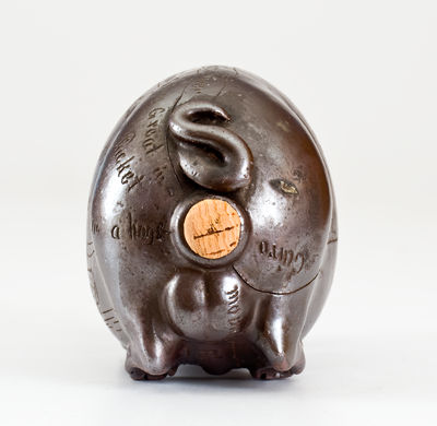 Outstanding Anna Pottery Stoneware Pig Flask w/ Incised Steamboat and Presentation Inscription
