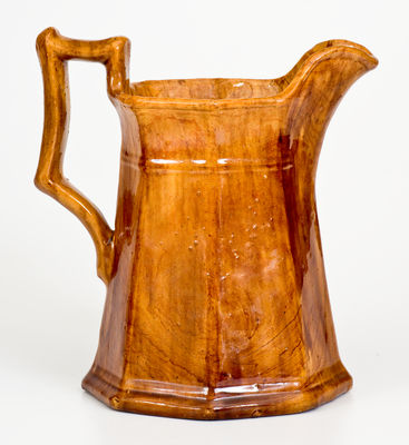 JOHN BELL / WAYNESBORO, Pennsylvania Redware Octagonal Pitcher