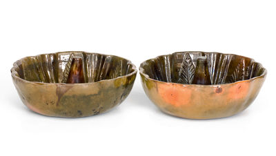 Rare Pair of Redware Food Molds attrib. Jacob Heart, Chambersburg, Pennsylvania