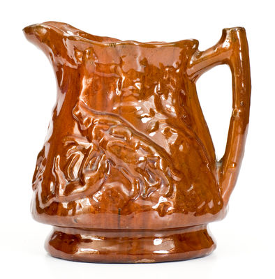 Scarce JOHN W BELL / Waynesboro, Pa Redware Hunt Scene Pitcher