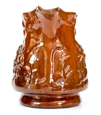 Scarce JOHN W BELL / Waynesboro, Pa Redware Hunt Scene Pitcher