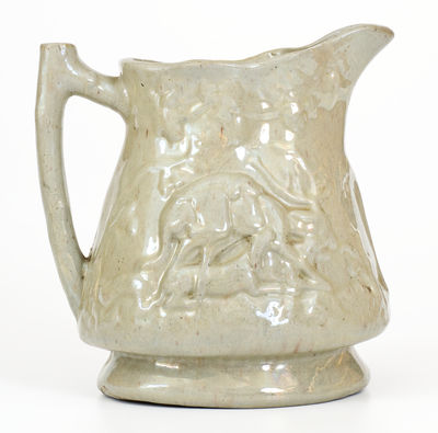 Scarce JOHN BELL / WAYNESBORO Celadon-Glazed Hunt Scene Pitcher