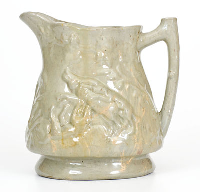 Scarce JOHN BELL / WAYNESBORO Celadon-Glazed Hunt Scene Pitcher