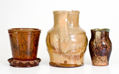 Four Glazed Mid-Atlantic Redware Articles, 19th century