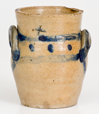 Rare Miniature New York State Cobalt-Decorated Stoneware Jar, circa 1825