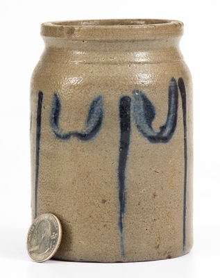 Rare Miniature Cobalt-Decorated Stoneware Jar, Virginia origin, possibly Rockingham County