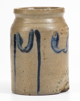 Rare Miniature Cobalt-Decorated Stoneware Jar, Virginia origin, possibly Rockingham County