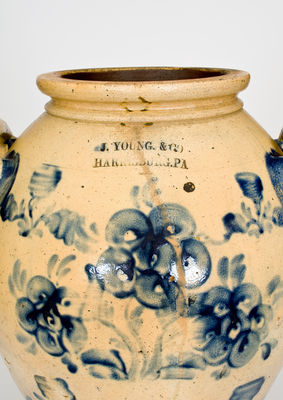 Exceedingly Rare and Important J. YOUNG & CO. / HARRISBURG, PA Stoneware Pedestal Water Cooler