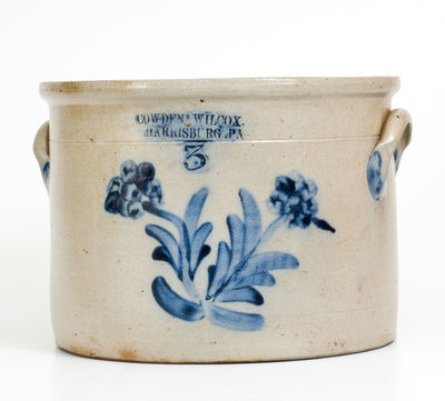 COWDEN & WILCOX / HARRISBURG, PA Three-Gallon Stoneware Cake Crock