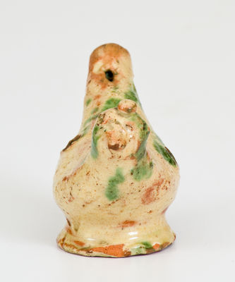 Rare Slip-Decorated Redware Bird Whistle, Southeastern PA origin, late 18th or early 19th century
