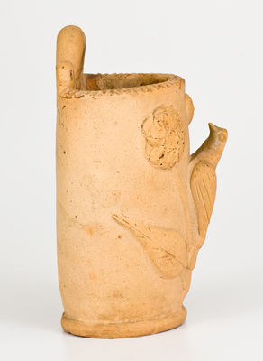 Shenandoah Pottery Wall Pocket with Applied Bird and Floral Decoration, attrib. J. Eberly, Strasburg, Virginia