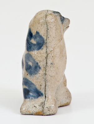 Rare Miniature Cobalt-Decorated Stoneware Spaniel, Inscribed 