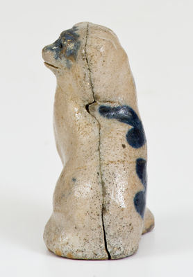 Rare Miniature Cobalt-Decorated Stoneware Spaniel, Inscribed 