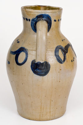 Rare Three-Gallon Ohio River Valley Stoneware Pitcher w/ Cobalt "Eyeglasses" Decoration, c1830