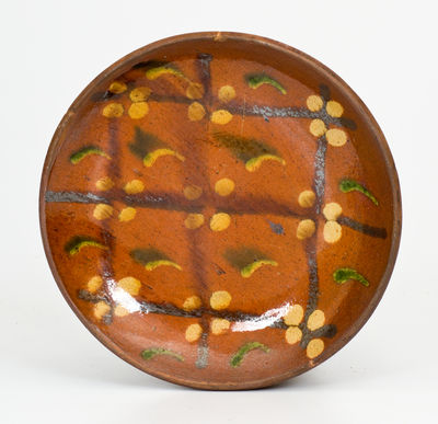 Berks County, PA Redware Plate with Three-Color Slip Decoration