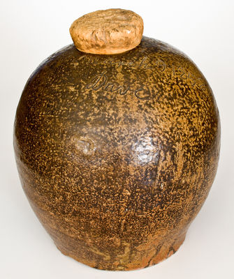 Stoneware Modified Jug, Inscribed Lm / March 9 1858/ Dave, David Drake at Lewis Miless Stoney Bluff Manufactory, Horse Creek Valley, Edgefield District, SC