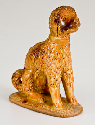 Extremely Rare Redware Figure of a Dog, attributed to Solomon Bell, Strasburg, VA, circa 1850-1880