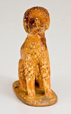 Extremely Rare Redware Figure of a Dog, attributed to Solomon Bell, Strasburg, VA, circa 1850-1880