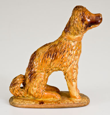 Extremely Rare Redware Figure of a Dog, attributed to Solomon Bell, Strasburg, VA, circa 1850-1880