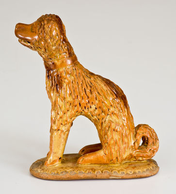 Extremely Rare Redware Figure of a Dog, attributed to Solomon Bell, Strasburg, VA, circa 1850-1880