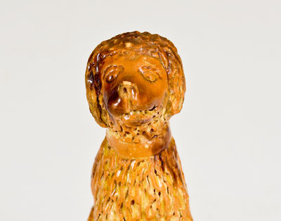 Extremely Rare Redware Figure of a Dog, attributed to Solomon Bell, Strasburg, VA, circa 1850-1880