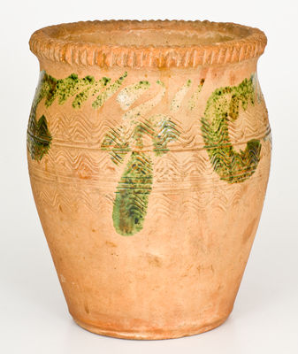 Exceptional Copper-Decorated Redware Flowerpot, attrib. S. Bell & Sons, Strasburg, VA, circa 1890
