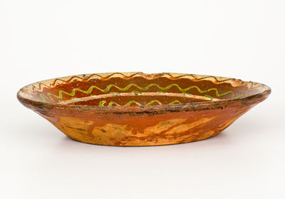 Exceptional Slip-Decorated Redware Bowl, attrib. Jacob Weaver, Lincoln County, North Carolina, c1820-40