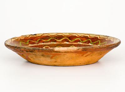 Exceptional Slip-Decorated Redware Bowl, attrib. Jacob Weaver, Lincoln County, North Carolina, c1820-40