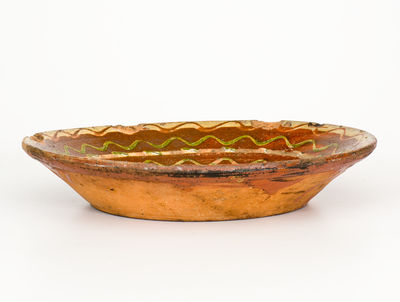 Exceptional Slip-Decorated Redware Bowl, attrib. Jacob Weaver, Lincoln County, North Carolina, c1820-40