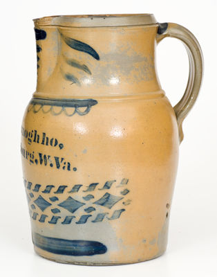 Fine A.P. Donaghho / Parkersburg, WV Stoneware Pitcher w/ Misspelled Name and Elaborate Decoration