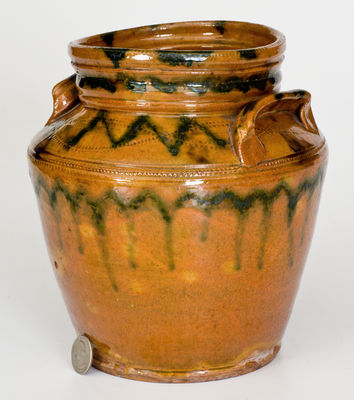Outstanding Redware Jar attrib. Edward William Farrar, Middlebury, Vermont, circa 1825-30