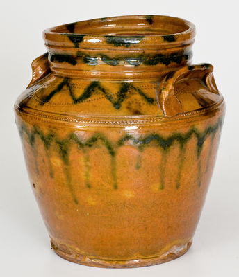 Outstanding Redware Jar attrib. Edward William Farrar, Middlebury, Vermont, circa 1825-30