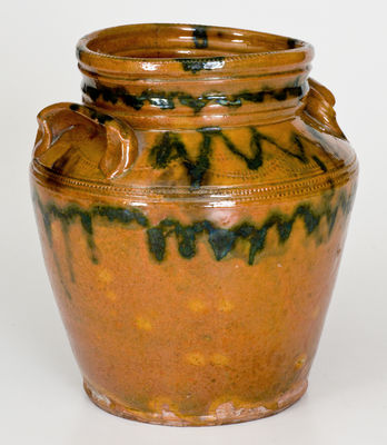 Outstanding Redware Jar attrib. Edward William Farrar, Middlebury, Vermont, circa 1825-30