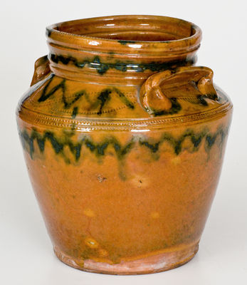 Outstanding Redware Jar attrib. Edward William Farrar, Middlebury, Vermont, circa 1825-30